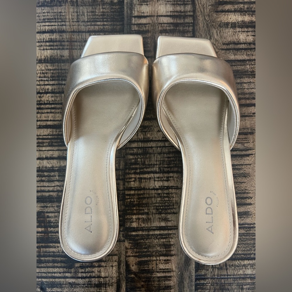 Aldo Metallic Gold Mules